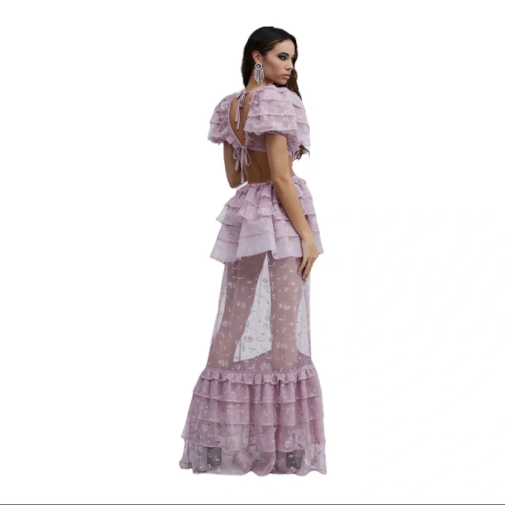 Rare For Love & Lemons Imani Hi-Low Dress in Lilac - Picture 9 of 15